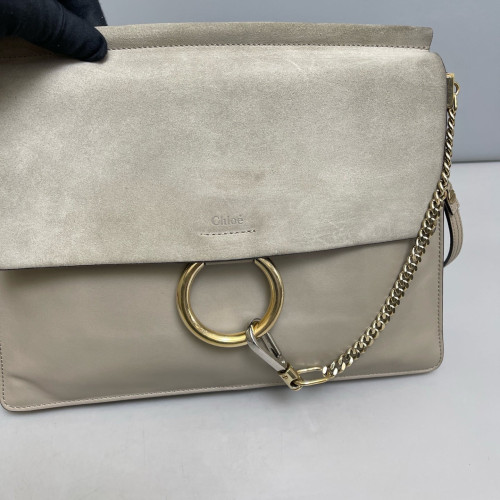 Chloe Medium Faye Day Shoulder Bag Suede Calfskin Grey
