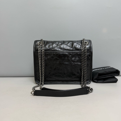 Yves Saint Laurent Baby Niki Messenger Pull Up Leather Black