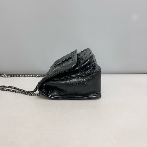 Yves Saint Laurent Baby Niki Messenger Pull Up Leather Black