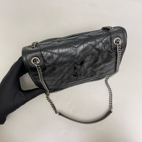 Yves Saint Laurent Baby Niki Messenger Pull Up Leather Black