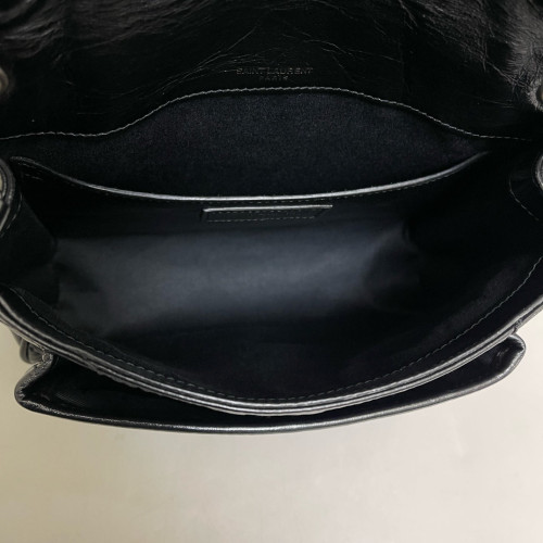 Yves Saint Laurent Baby Niki Messenger Pull Up Leather Black