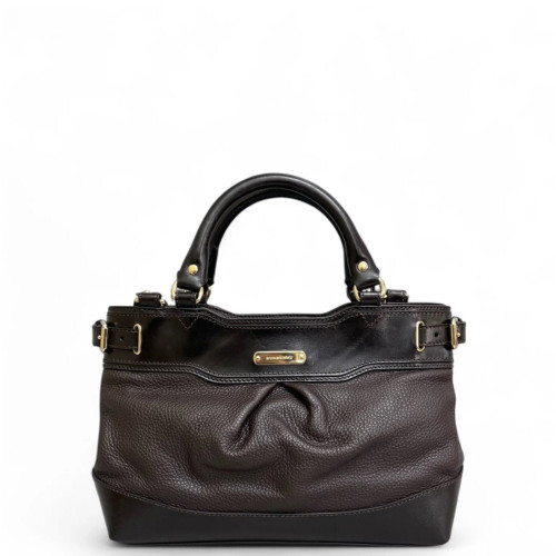 Burberry Tote Bag Grained Calfskin Calfskin Dark Brown
