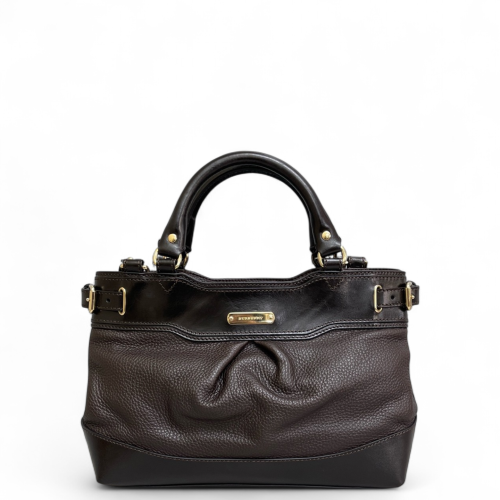 Burberry Tote Bag Grained Calfskin Calfskin Dark Brown