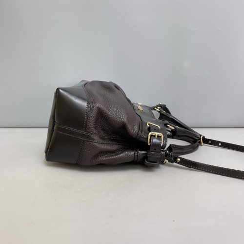 Burberry Tote Bag Grained Calfskin Calfskin Dark Brown