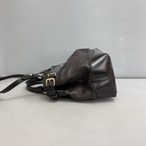 Burberry Tote Bag Grained Calfskin Calfskin Dark Brown