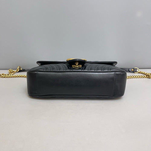Gucci Chevron Small GG Marmont Calfskin Black