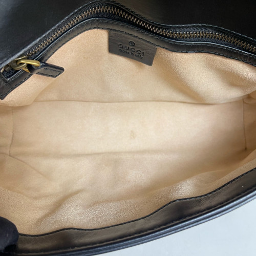 Gucci Chevron Small GG Marmont Calfskin Black