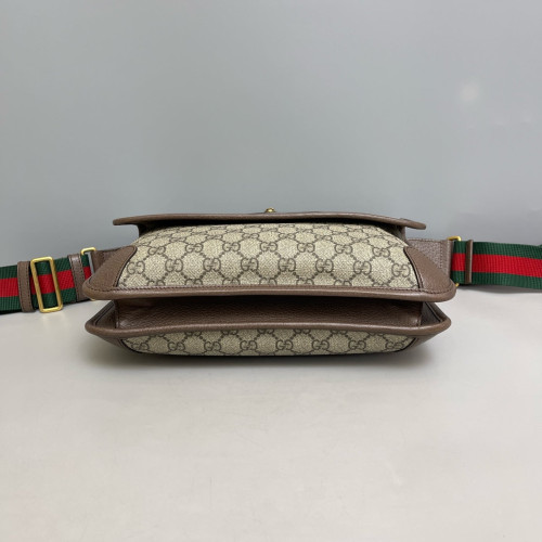 Gucci Medium Neo Vintage Double Flap Messenger Bag GG Supreme Monogram Beige Brown Green