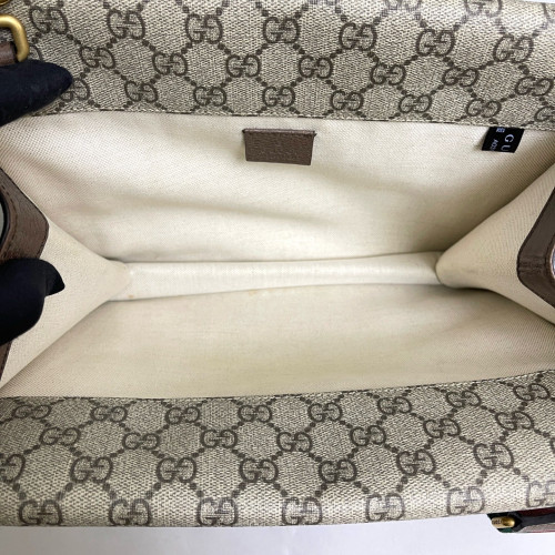 Gucci Medium Neo Vintage Double Flap Messenger Bag GG Supreme Monogram Beige Brown Green
