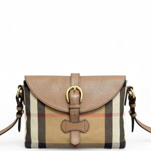 Burberry Small Milto Crossbody Bag Calfskin House Check Beige Brown Black