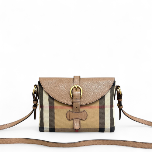 Burberry Small Milto Crossbody Bag Calfskin House Check Beige Brown Black