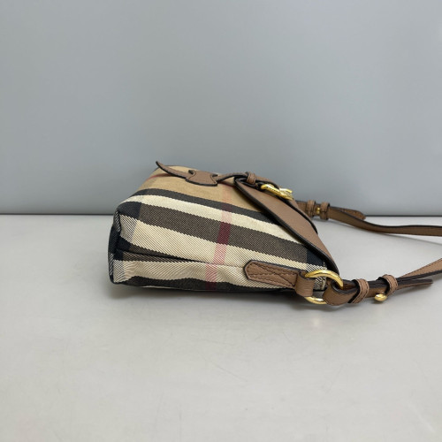 Burberry Small Milto Crossbody Bag Calfskin House Check Beige Brown Black
