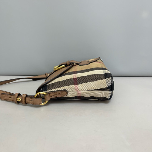 Burberry Small Milto Crossbody Bag Calfskin House Check Beige Brown Black