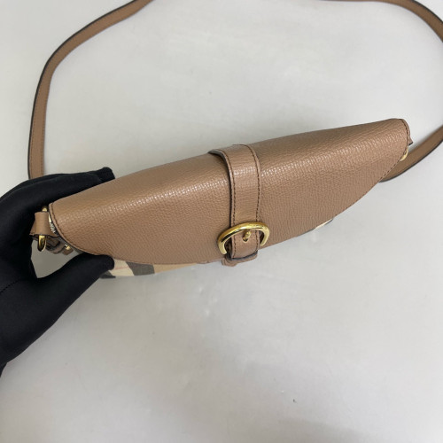 Burberry Small Milto Crossbody Bag Calfskin House Check Beige Brown Black