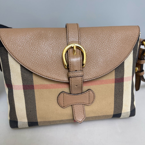 Burberry Small Milto Crossbody Bag Calfskin House Check Beige Brown Black