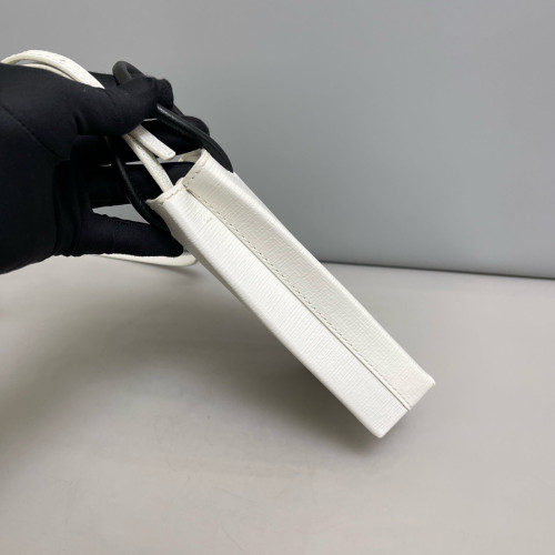 Balenciaga Logo Shopping Phone Holder Calfskin White Black