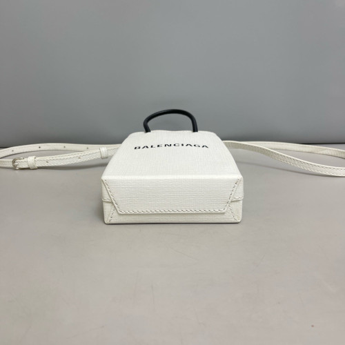 Balenciaga Logo Shopping Phone Holder Calfskin White Black