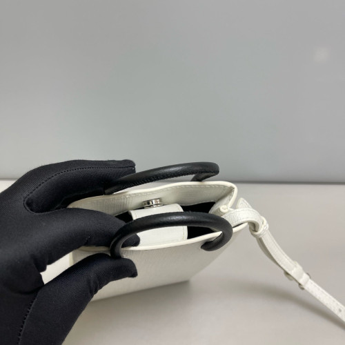 Balenciaga Logo Shopping Phone Holder Calfskin White Black