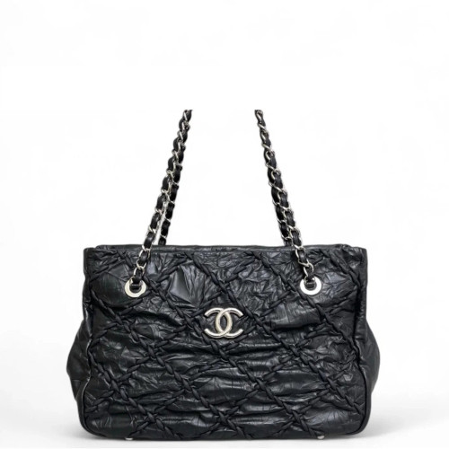 Chanel Tote Bag Pull Up Leather Black Chanel Tote Bag Pull Up Leather Black