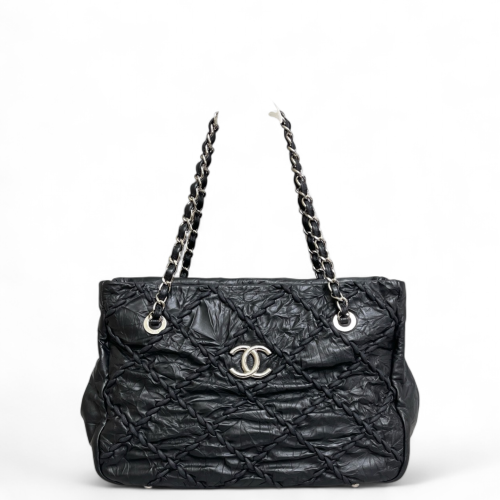 Chanel Tote Bag Pull Up Leather Black Chanel Tote Bag Pull Up Leather Black