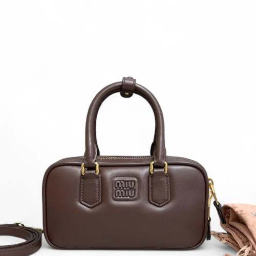 Miu Miu Regular Arcadie Handbag Calfskin Dark Chocolate Brown
