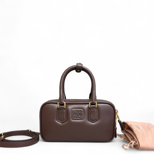 Miu Miu Regular Arcadie Handbag Calfskin Dark Chocolate Brown