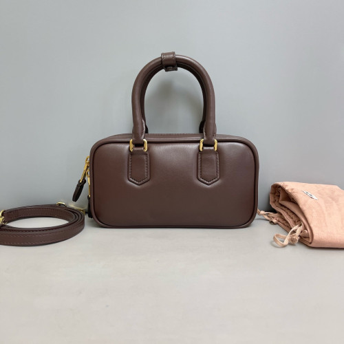 Miu Miu Regular Arcadie Handbag Calfskin Dark Chocolate Brown
