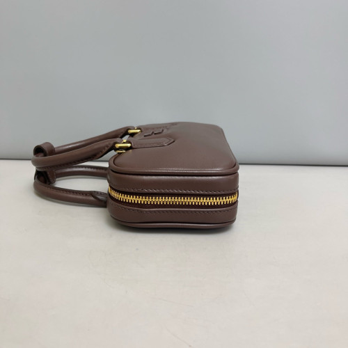 Miu Miu Regular Arcadie Handbag Calfskin Dark Chocolate Brown