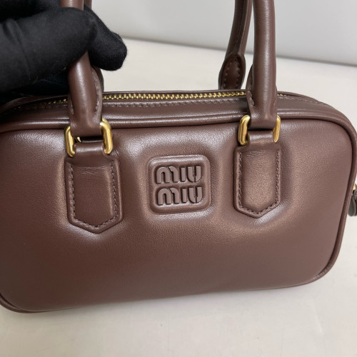Miu Miu Regular Arcadie Handbag Calfskin Dark Chocolate Brown