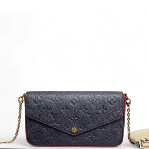 Louis Vuitton Pochette Felicie Chain Wallet Monogram Empreinte Blue