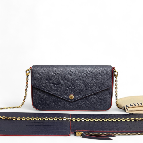 Louis Vuitton Pochette Felicie Chain Wallet Monogram Empreinte Blue