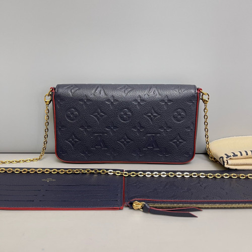 Louis Vuitton Pochette Felicie Chain Wallet Monogram Empreinte Blue