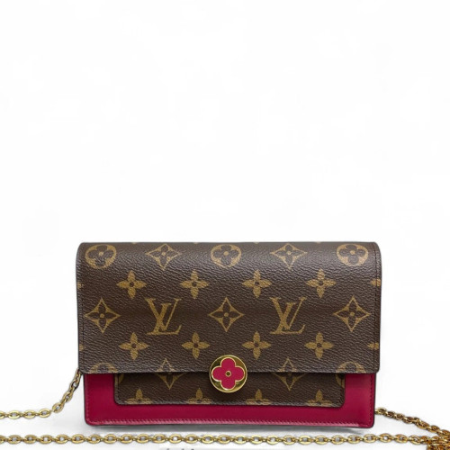 Louis Vuitton Flore Chain Wallet Monogram Fuchsia