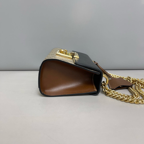 Gucci Small Padlock Shoulder Bag GG Supreme Monogram Black Brown