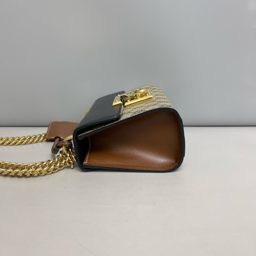 Gucci Small Padlock Shoulder Bag GG Supreme Monogram Black Brown