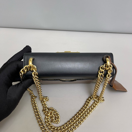 Gucci Small Padlock Shoulder Bag GG Supreme Monogram Black Brown