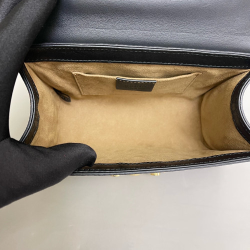 Gucci Small Padlock Shoulder Bag GG Supreme Monogram Black Brown