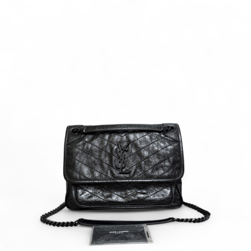Yves Saint Laurent Medium Niki Chain Pull Up Leather Black