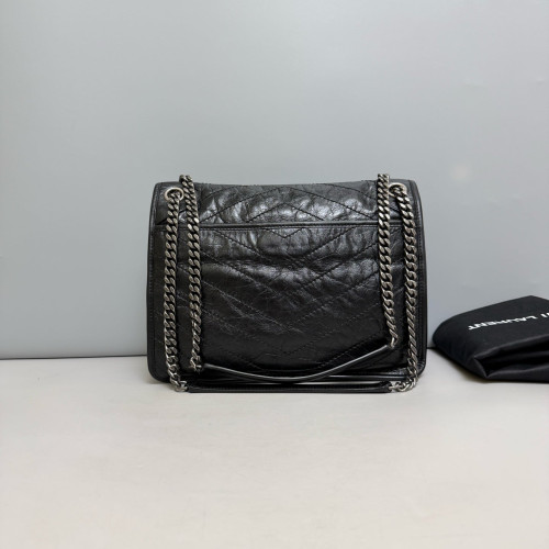 Yves Saint Laurent Medium Niki Messenger Pull Up Leather Black