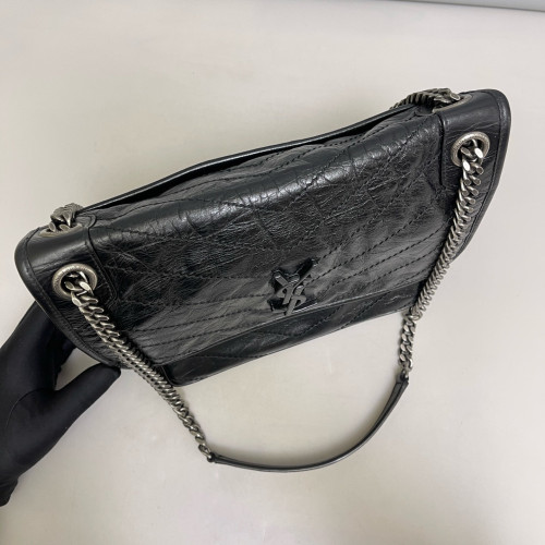 Yves Saint Laurent Medium Niki Messenger Pull Up Leather Black