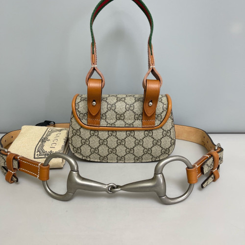 Gucci Bamboo Shoulder Bag GG Supreme Monogram Brown Beige