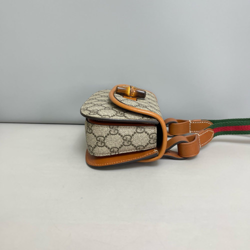 Gucci Bamboo Shoulder Bag GG Supreme Monogram Brown Beige