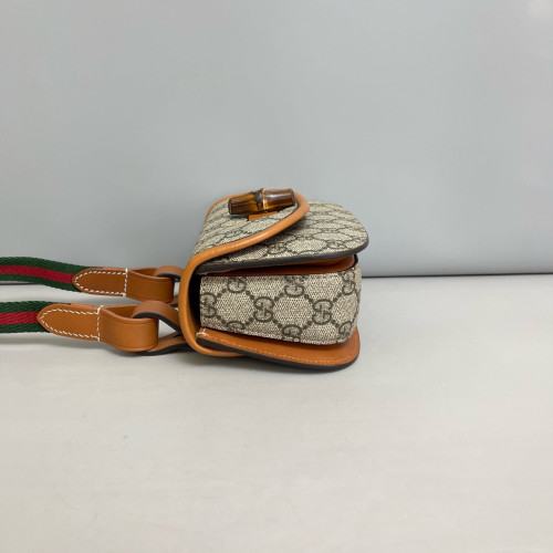 Gucci Bamboo Shoulder Bag GG Supreme Monogram Brown Beige
