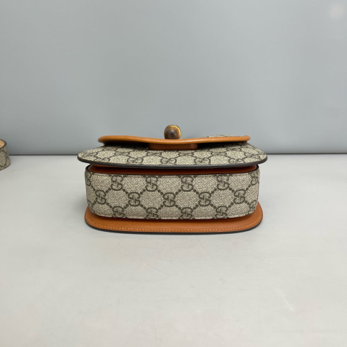 Gucci Bamboo Shoulder Bag GG Supreme Monogram Brown Beige