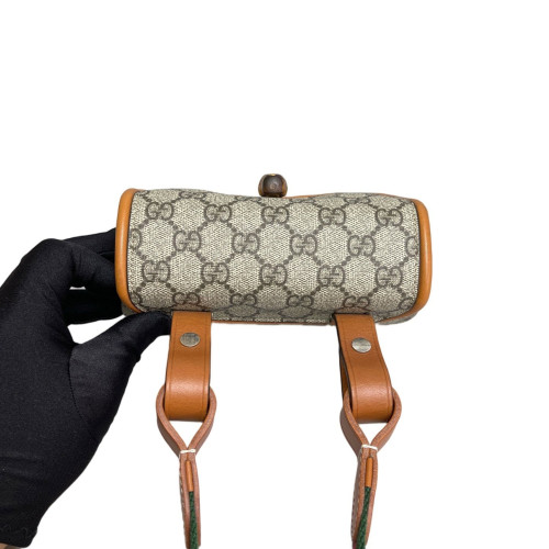 Gucci Bamboo Shoulder Bag GG Supreme Monogram Brown Beige