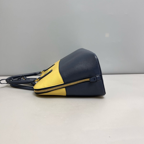 Prada Large Lux Promenade Tote Saffiano Calfskin Yellow Dark Blue