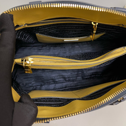 Prada Large Lux Promenade Tote Saffiano Calfskin Yellow Dark Blue