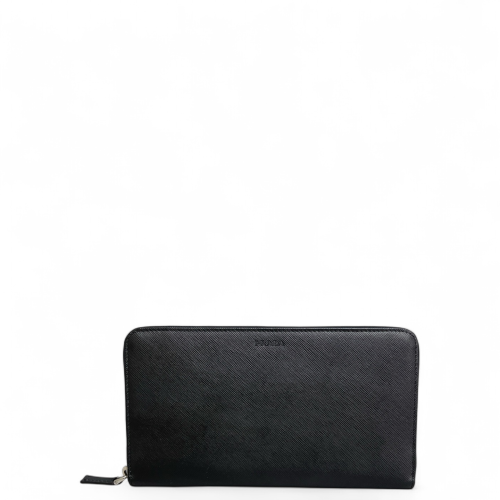 Prada Continental Wallet Saffiano Calfskin Black