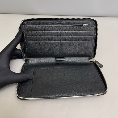 Prada Continental Wallet Saffiano Calfskin Black