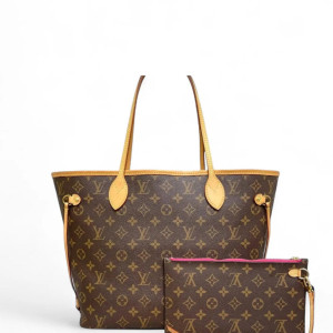 Louis Vuitton Neverfull MM Monogram Brown Fuchsia